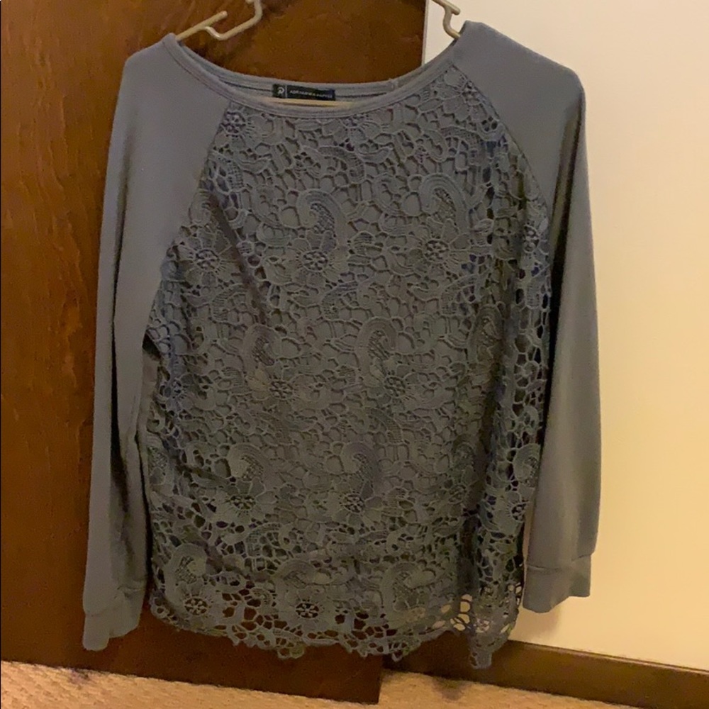 Grey lace long sleeve shirt